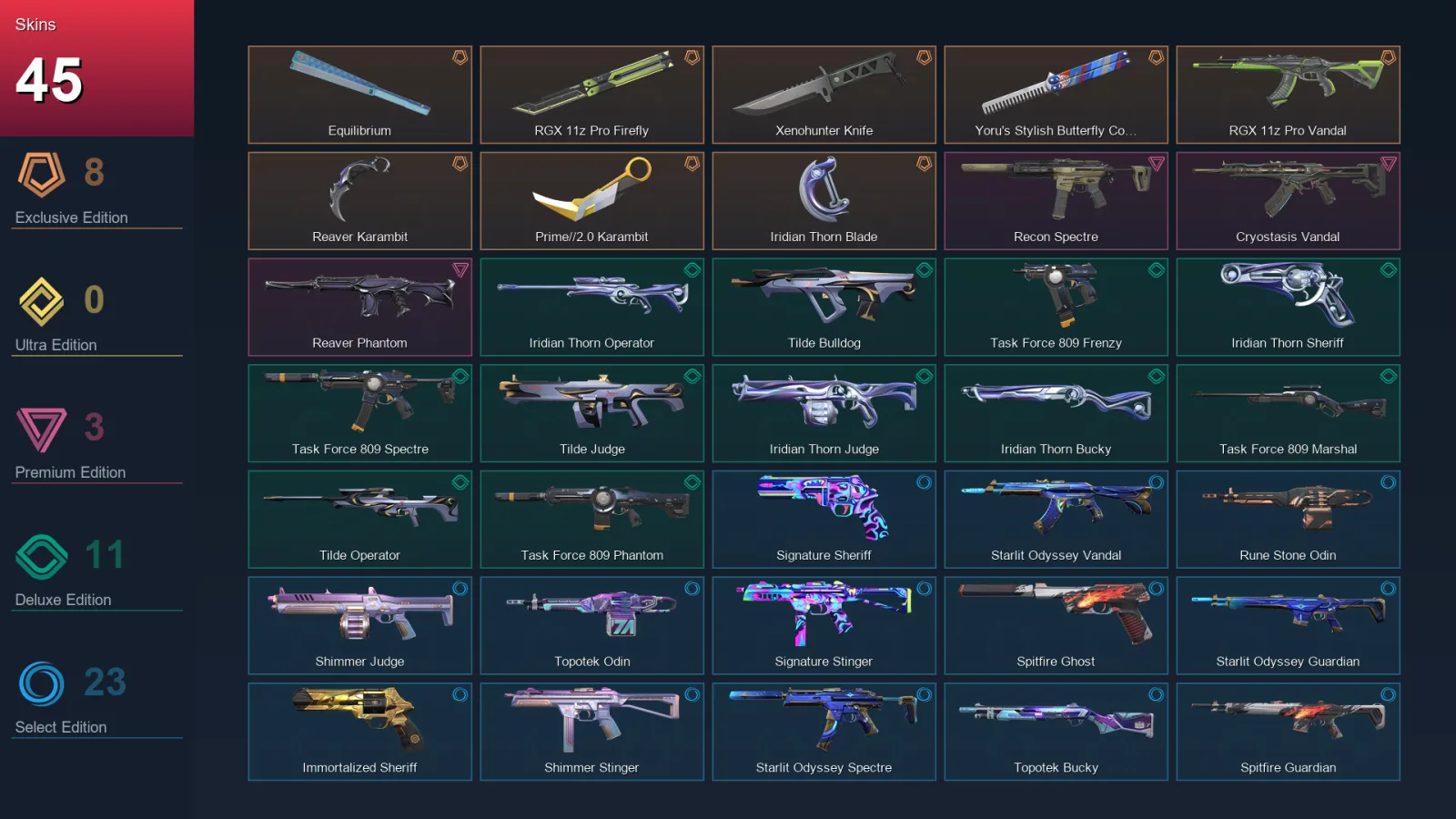 NA | Lv94 | Unranked | 45 Skin | 25 Agent | 52 Buddy