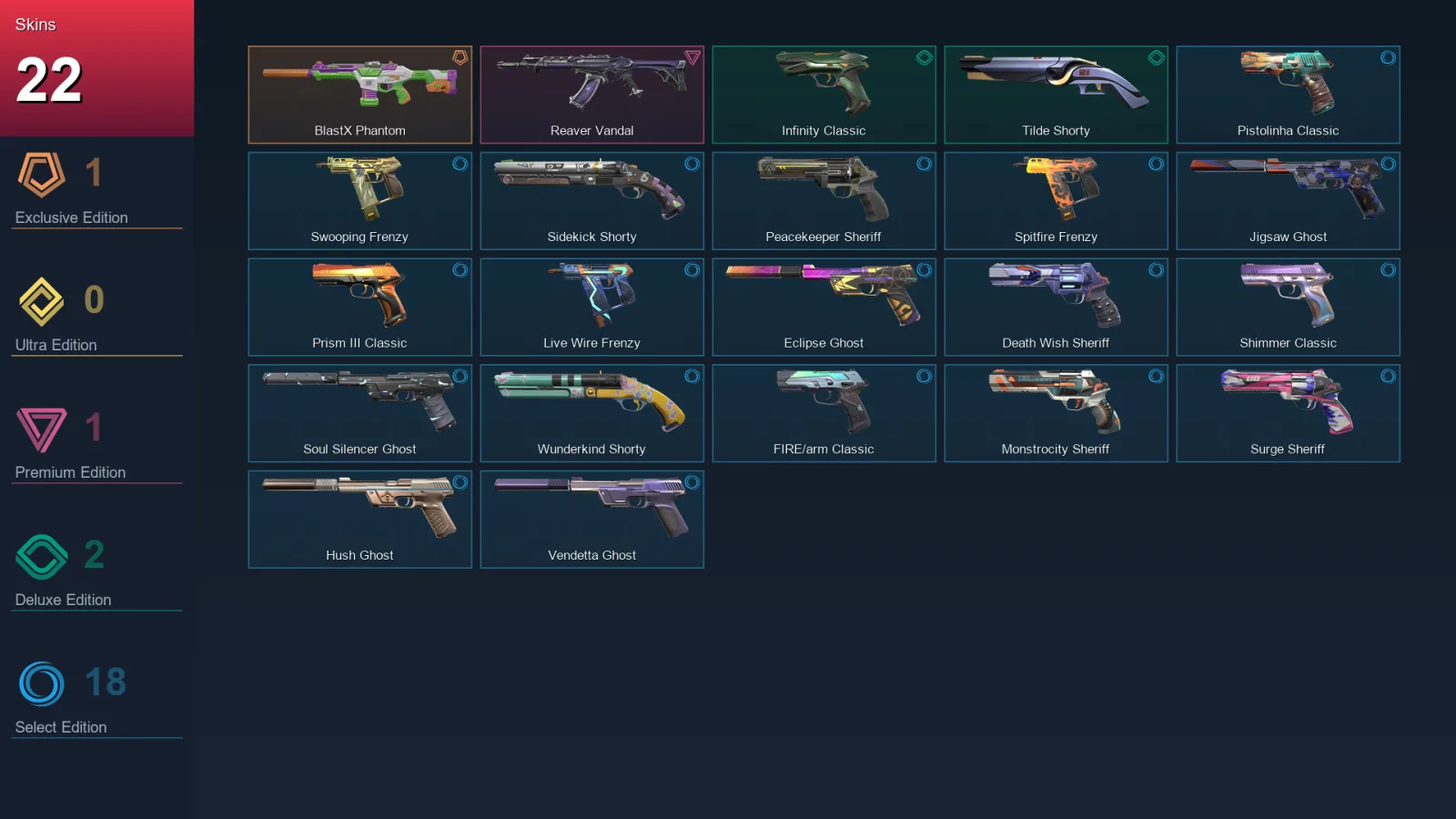 EU | Lv257 | Unranked | 22 Skin | 28 Agent | 92 Buddy