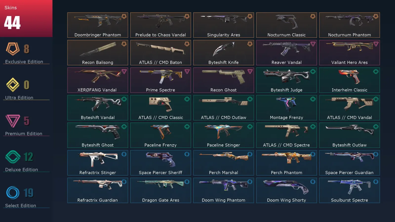 [Valorant] | EU | Level 97 | 25 Agents | 44 Skins