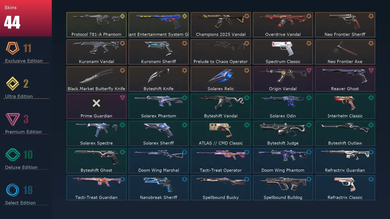 [Valorant] | EU | Level 195 | 26 Agents | 44 Skins — Valorant account