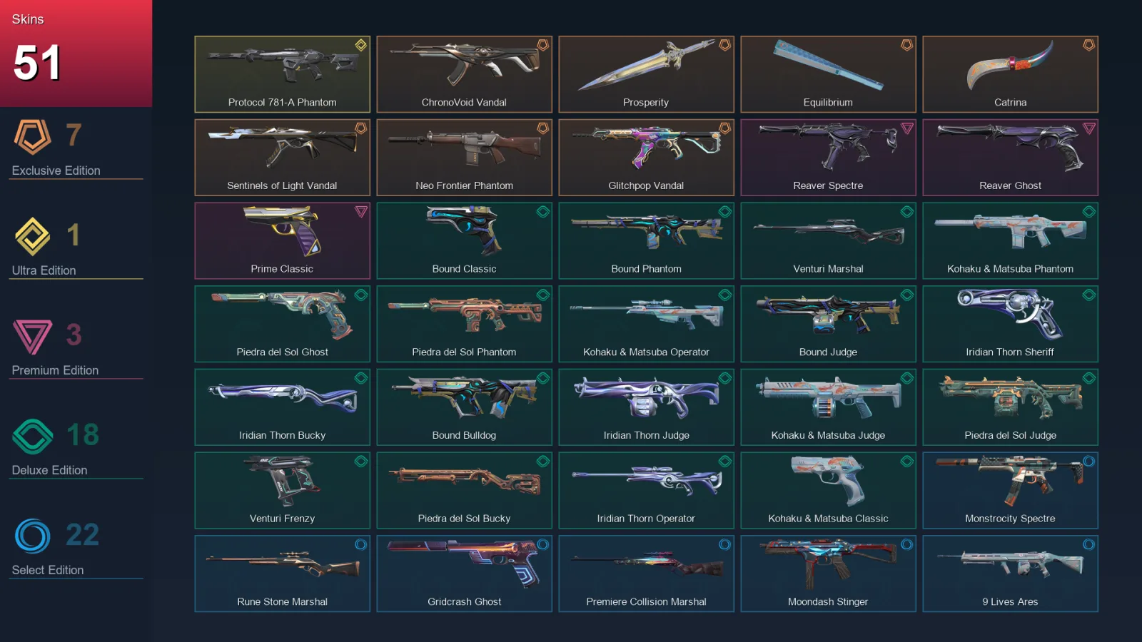 NA | Lv71 | Unranked | 51 Skin | 13 Agent | 47 Buddy