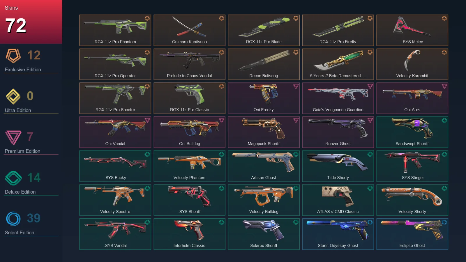 AP | Lv438 | Unranked | 72 Skin | 28 Agent | 152 Buddy