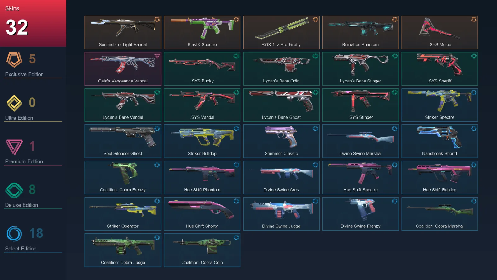 EU | Lv85 | Unranked | 32 Skin | 26 Agent | 39 Buddy