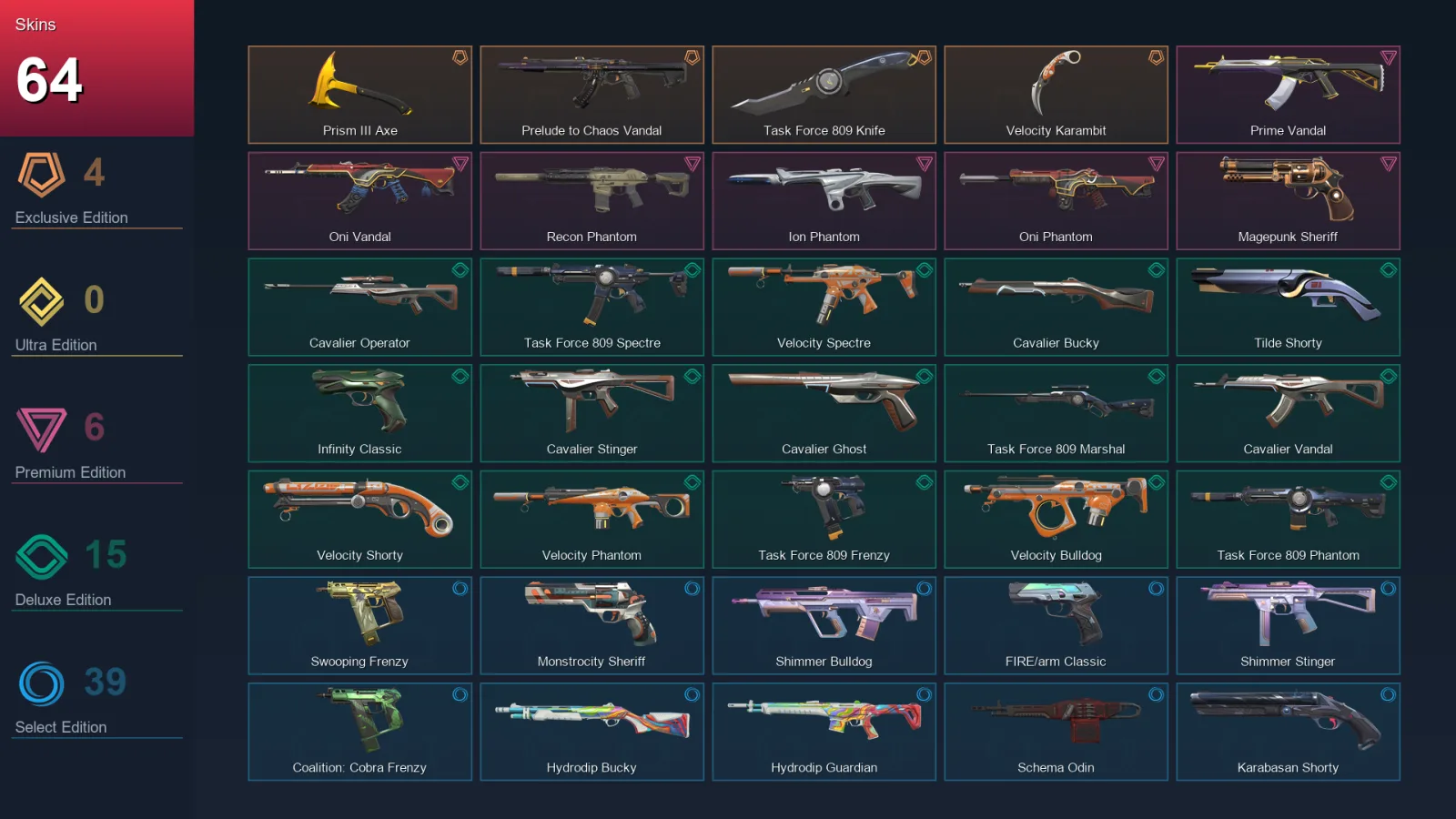 AP | Lv221 | Unranked | 64 Skin | 24 Agent | 96 Buddy