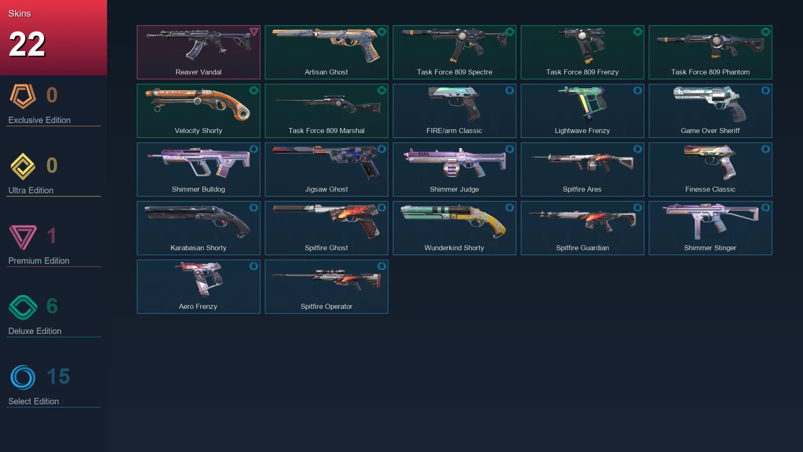 AP | Lv120 | Unranked | 22 Skin | 21 Agent | 54 Buddy — Valorant account
