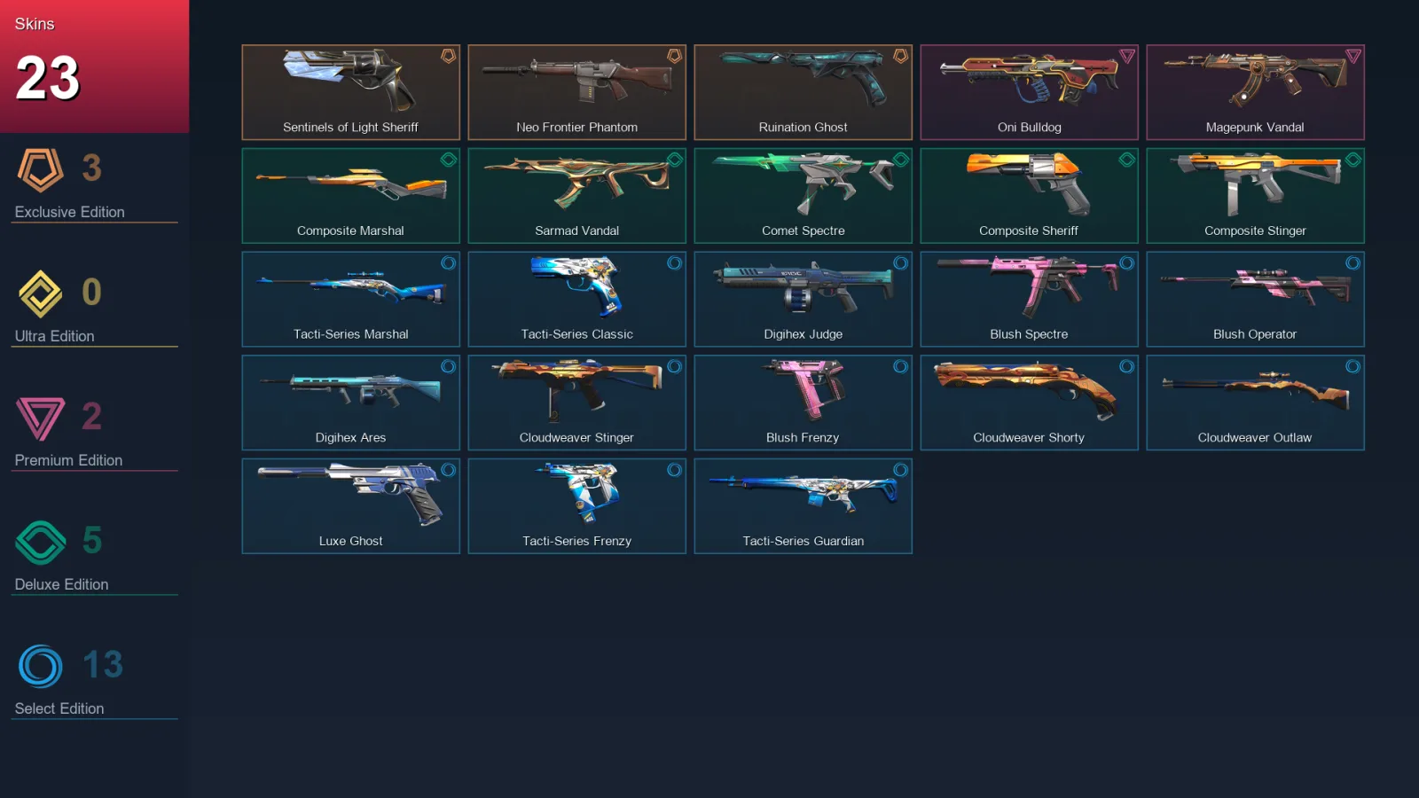 EU | Lv35 | Unranked | 23 Skin | 11 Agent | 18 Buddy