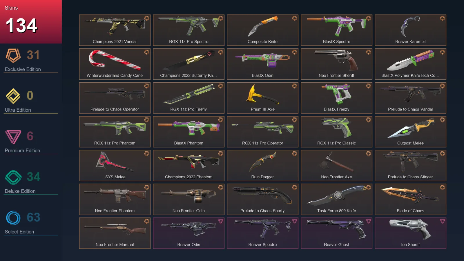 EU | Lv232 | Unranked | 134 Skin | 23 Agent | 134 Buddy