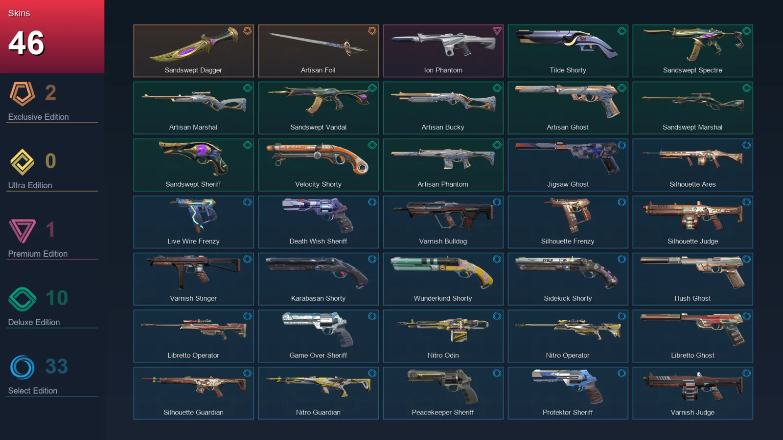 EU | Lv263 | Unranked | 46 Skin | 26 Agent | 109 Buddy