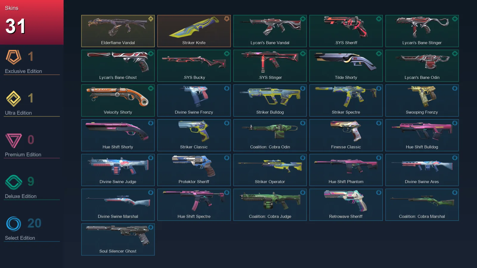 EU | Lv169 | Unranked | 31 Skin | 29 Agent | 83 Buddy