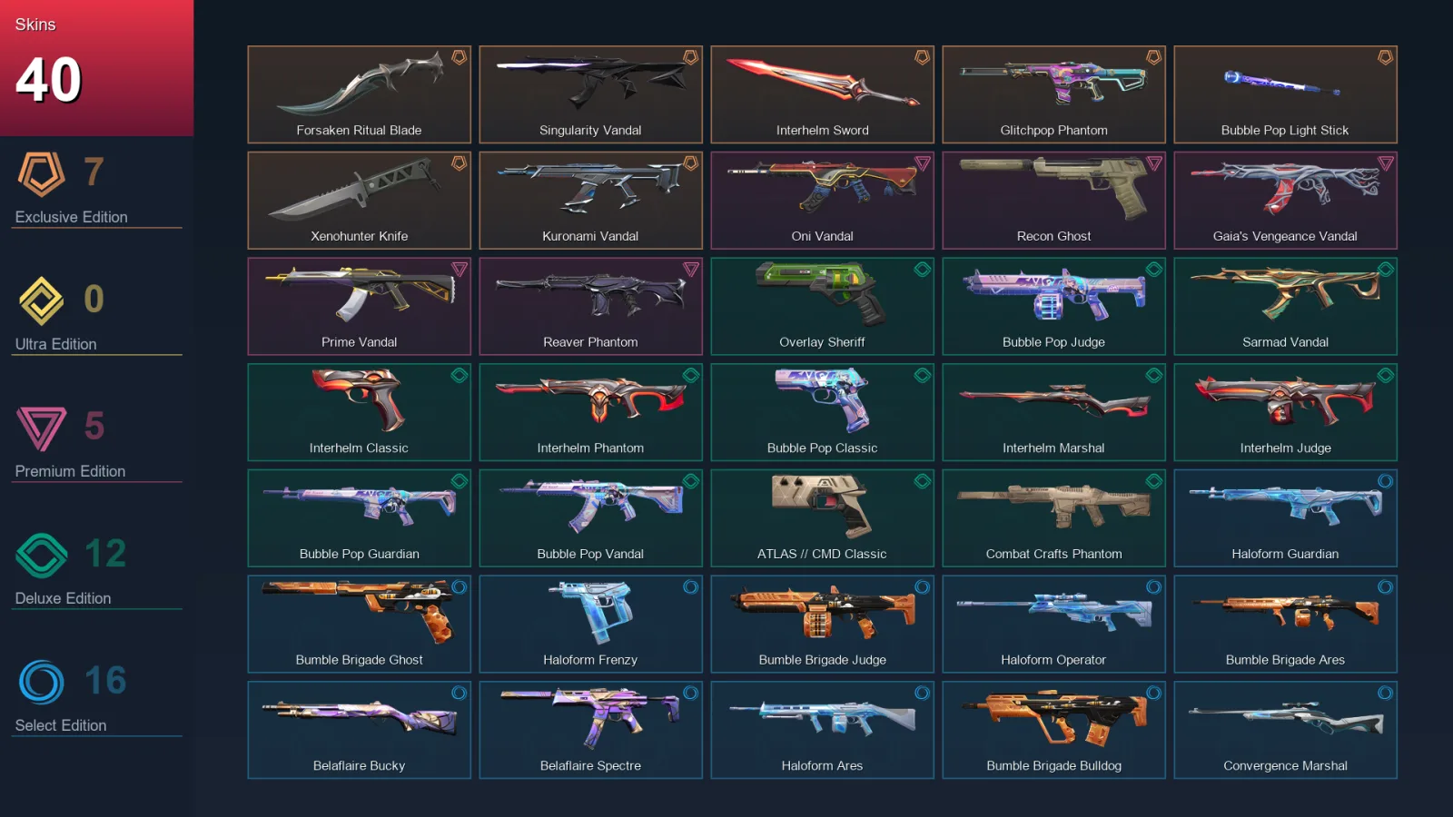 EU | Lv97 | Unranked | 40 Skin | 29 Agent | 48 Buddy