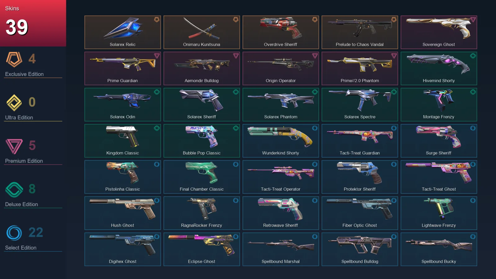 AP | Lv326 | Unranked | 39 Skin | 28 Agent | 113 Buddy