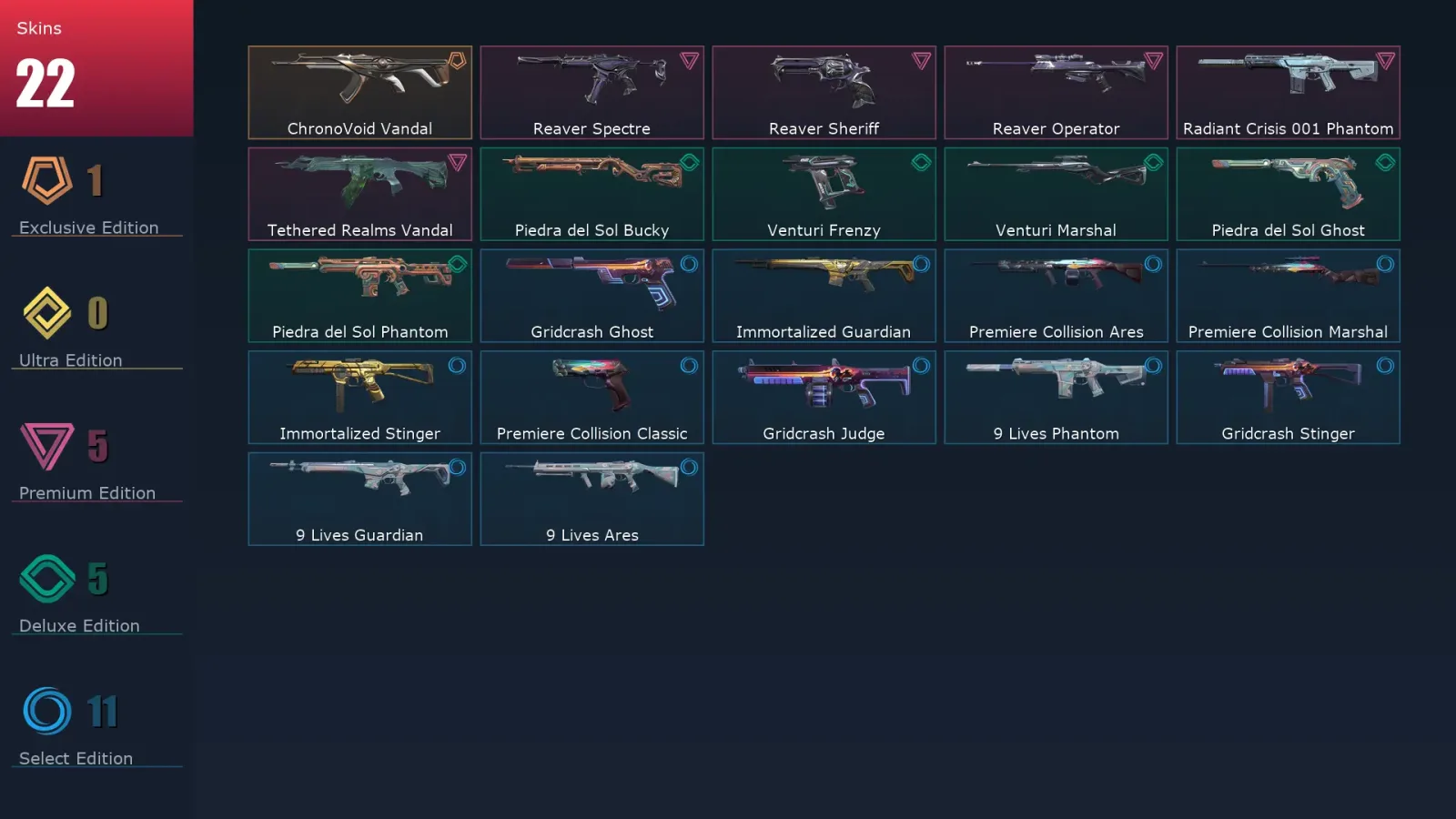 [Valorant] | EU | Level 38 | Diamond 1 | 10 Agents | 22 Skins
