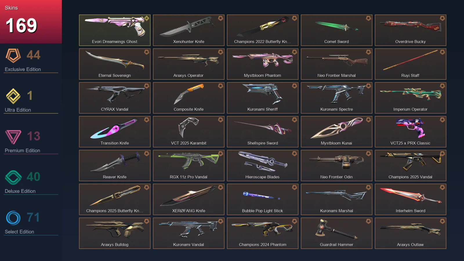 AP | Lv211 | Unranked | 169 Skin | 28 Agent | 142 Buddy — Valorant account