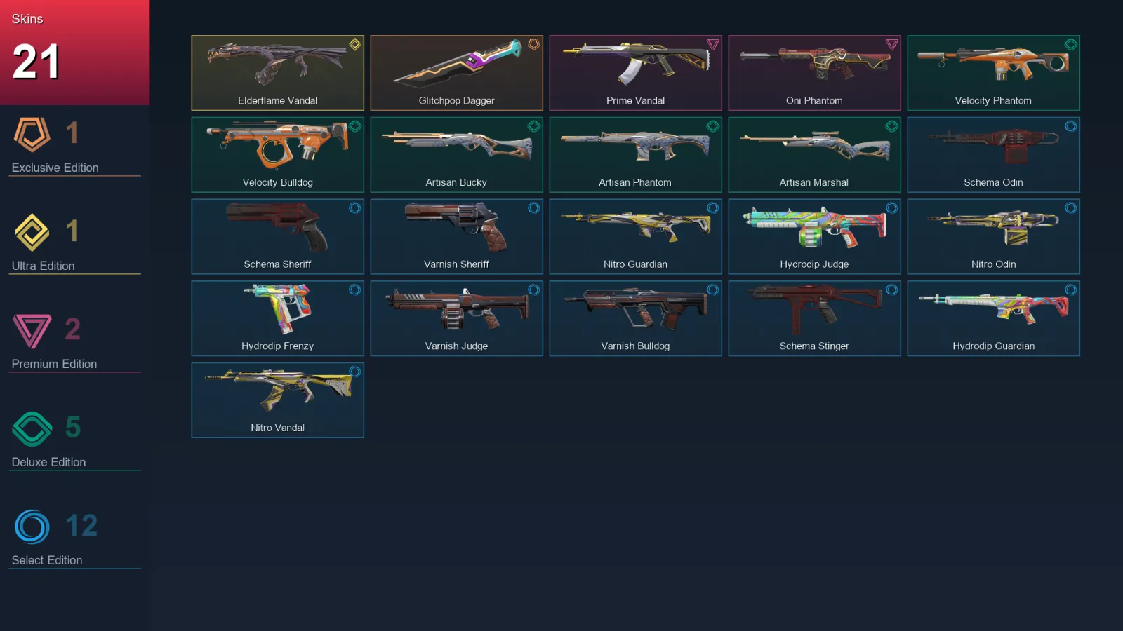 NA | Lv37 | Unranked | 21 Skin | 11 Agent | 17 Buddy