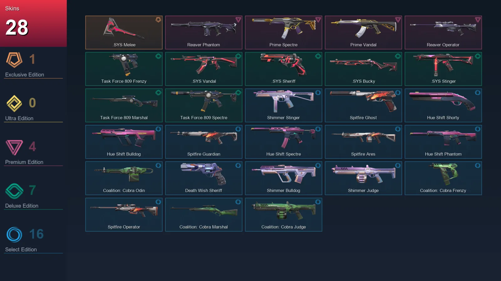 NA | Lv61 | Unranked | 28 Skin | 10 Agent | 31 Buddy