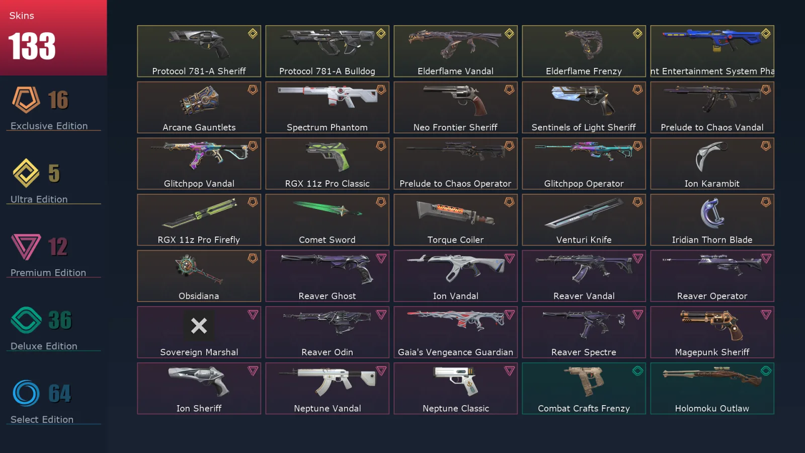 [Valorant] | EU | Level 257 | 28 Agents | 133 Skins