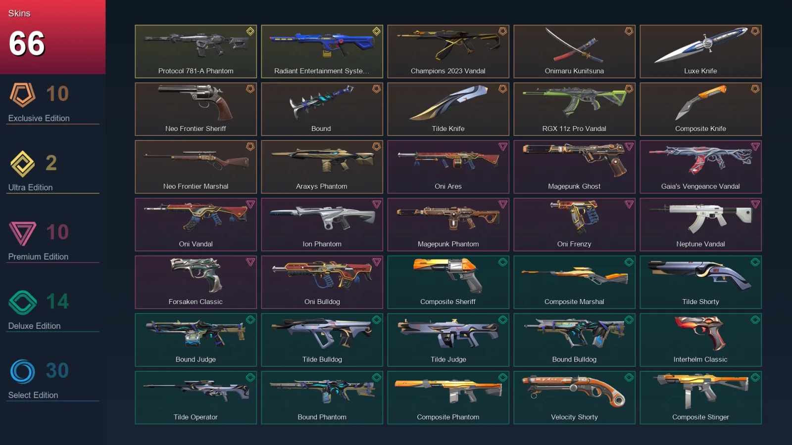 NA | Lv188 | Unranked | 66 Skin | 27 Agent | 103 Buddy