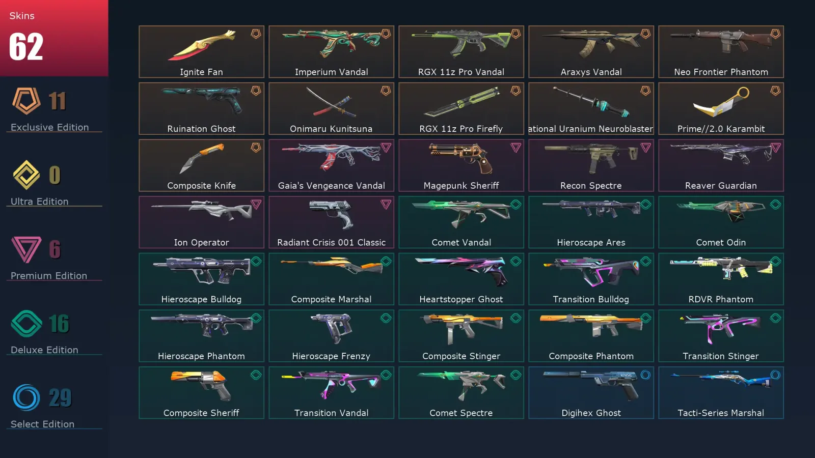 [Valorant] | EU | Level 106 | 28 Agents | 62 Skins — Valorant account