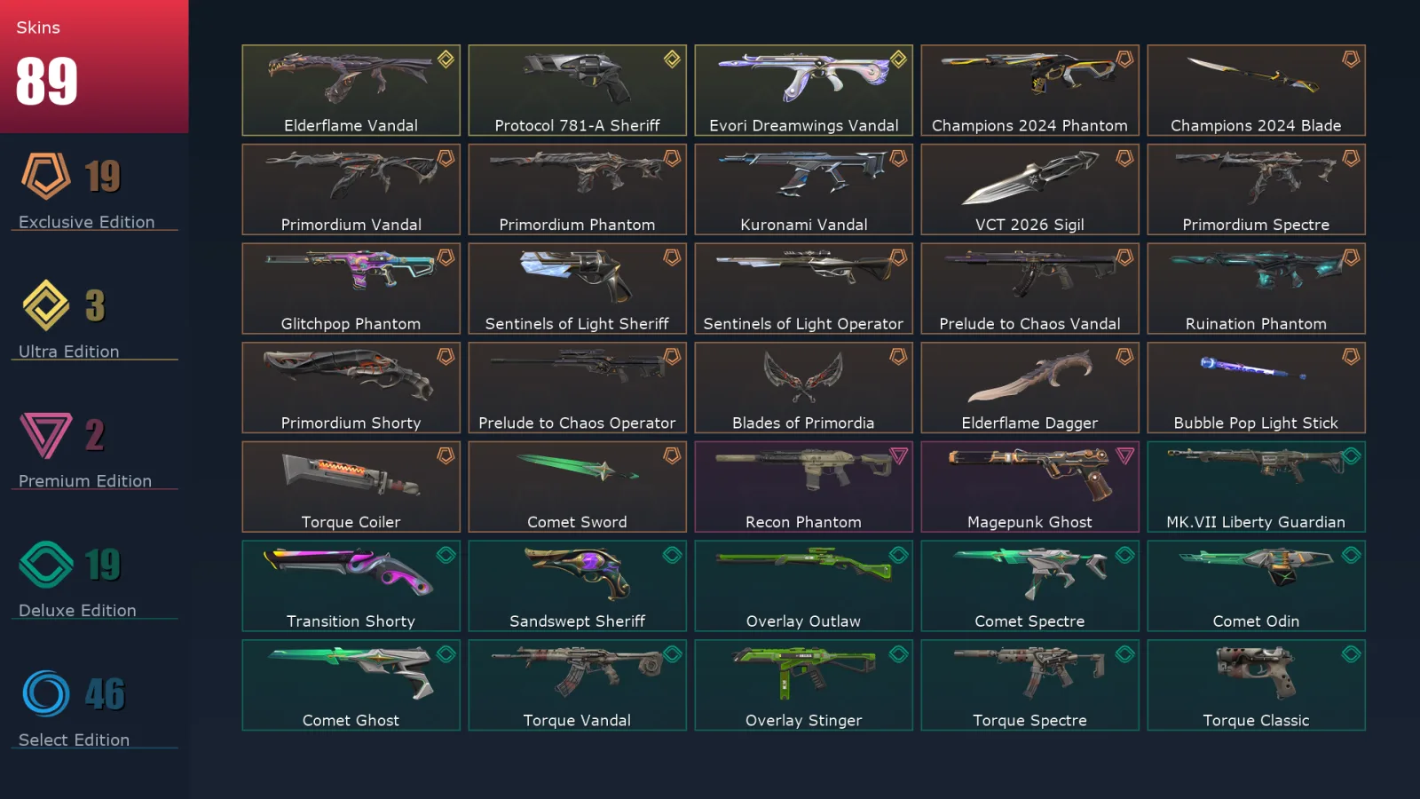 [Valorant] | EU | Level 275 | Ascendant 1 | 29 Agents | 89 Skins