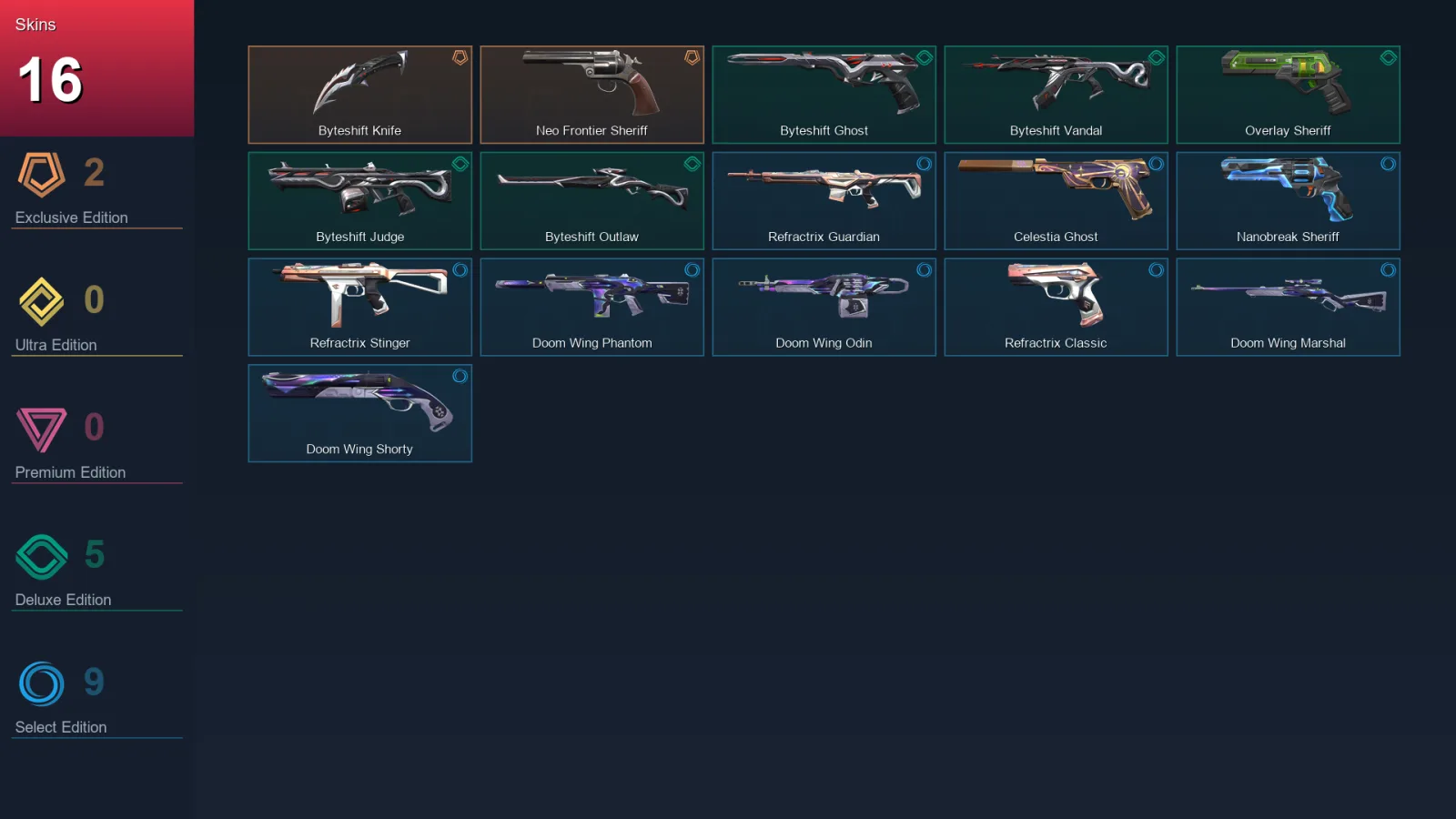 AP | Lv100 | Unranked | 16 Skin | 27 Agent | 31 Buddy