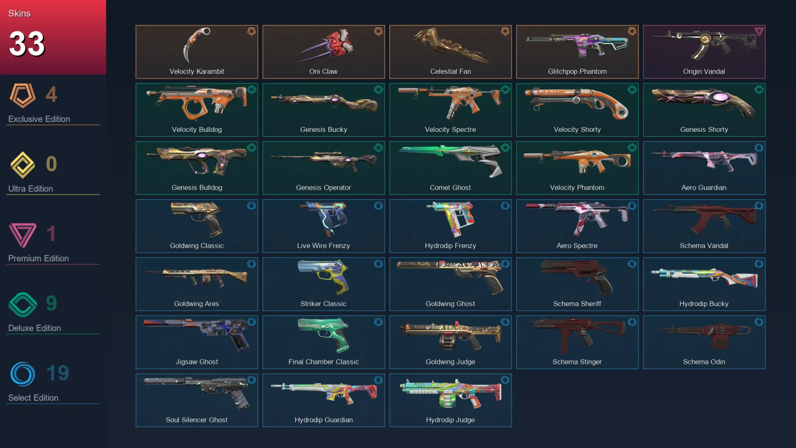 AP | Lv149 | Unranked | 33 Skin | 26 Agent | 77 Buddy