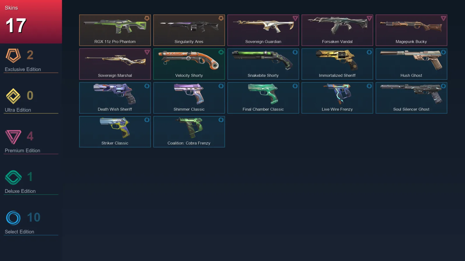 AP | Lv167 | Unranked | 17 Skin | 26 Agent | 53 Buddy