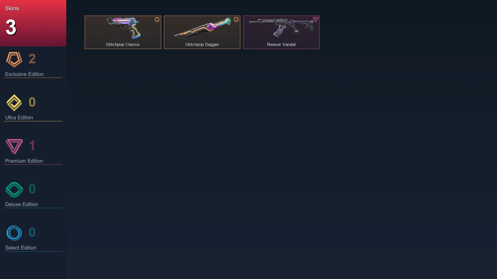 AP | Glitchpop Classic | Glitchpop Dagger | Reaver Vandal | 3 Skin | 12 Agent | 17 Buddy | Lv31