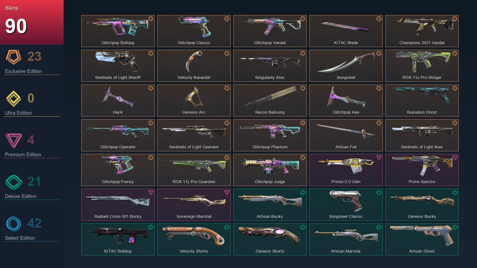 EU | Lv138 | Unranked | 90 Skin | 25 Agent | 87 Buddy