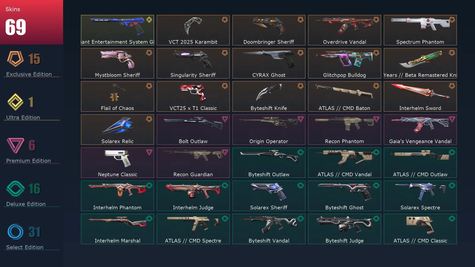 [Valorant] | EU | Level 127 | 28 Agents | 69 Skins — Valorant account
