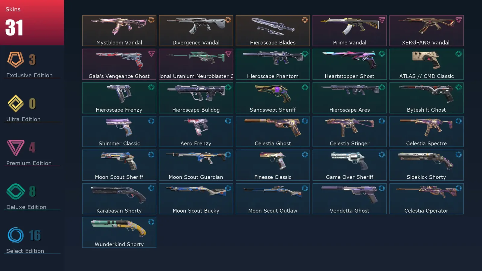 [Valorant] | EU | Level 224 | Diamond 3 | 28 Agents | 31 Skins — Valorant account