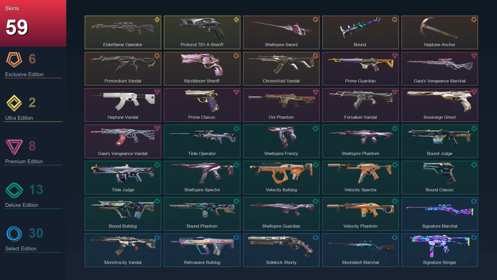 NA | Lv89 | Unranked | 59 Skin | 27 Agent | 68 Buddy — Unranked / Smurf Valorant