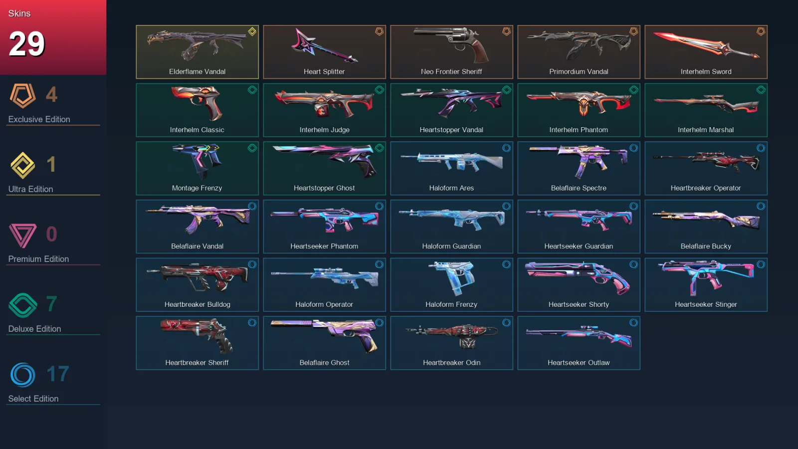 EU | Lv86 | Unranked | 29 Skin | 25 Agent | 30 Buddy