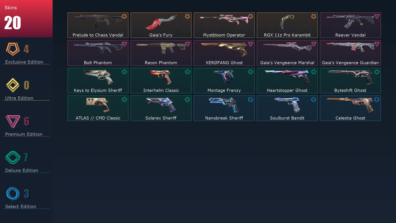 [Valorant] | EU | Level 312 | Diamond 2 | 29 Agents | 20 Skins