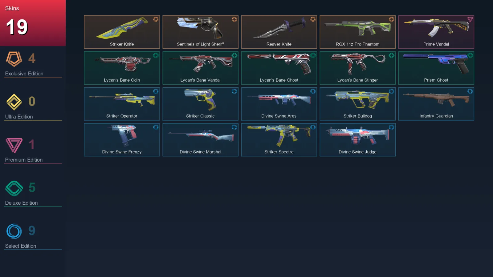 NA | Lv54 | Unranked | 19 Skin | 11 Agent | 27 Buddy