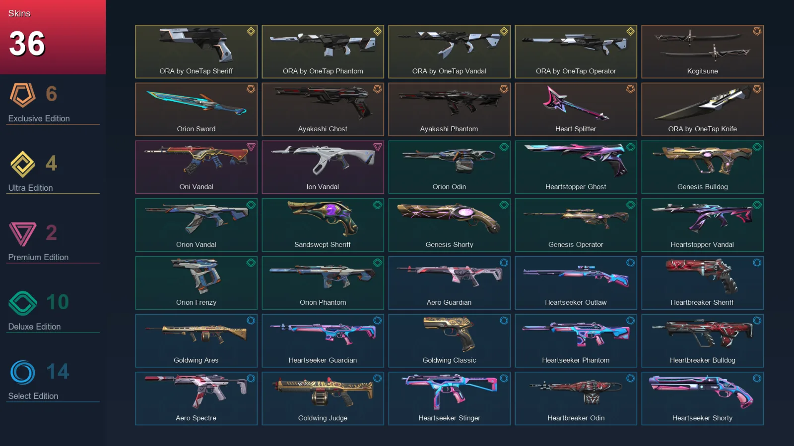 AP | Lv85 | Unranked | 36 Skin | 25 Agent | 44 Buddy