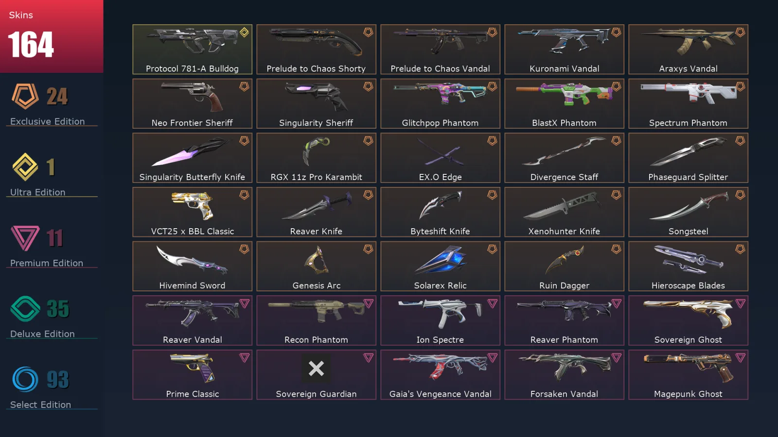 [Valorant] | EU | Level 453 | Diamond 2 | 29 Agents | 164 Skins