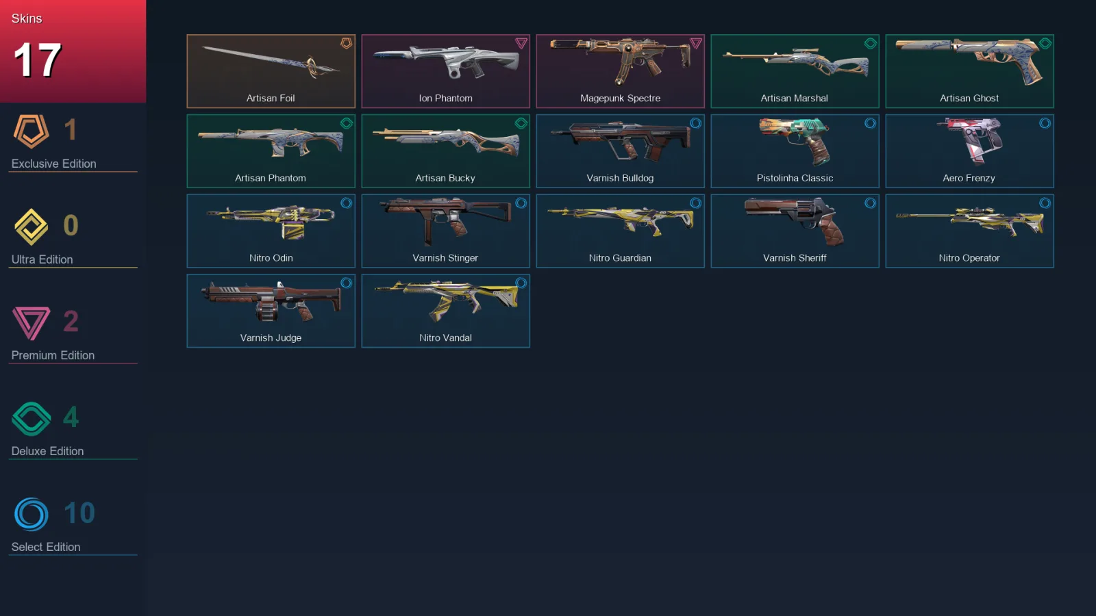 EU | Artisan Foil | Ion Phantom | Magepunk Spectre | Artisan Marshal | 17 Skin | 16 Agent | 42 Buddy | Lv76