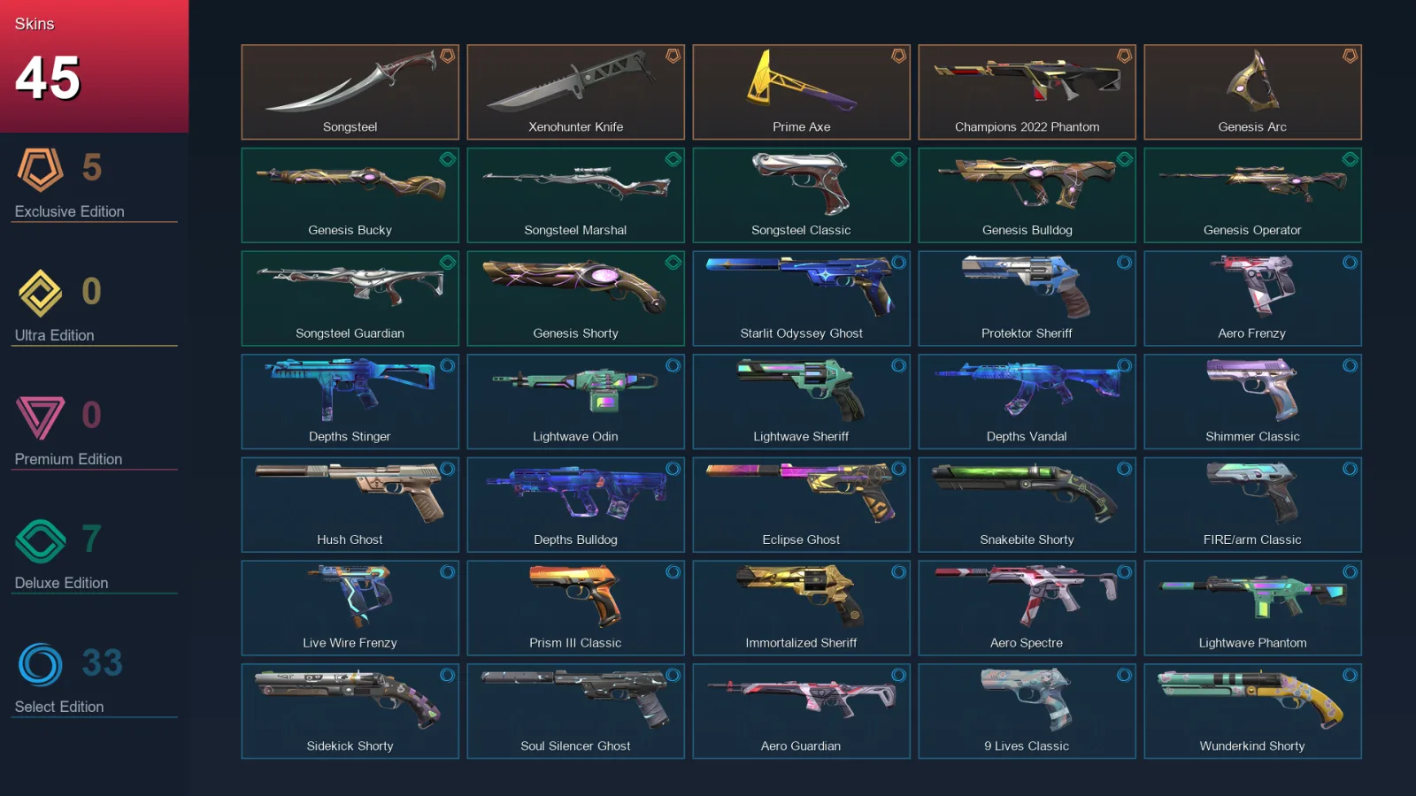 AP | Lv246 | Unranked | 45 Skin | 28 Agent | 107 Buddy