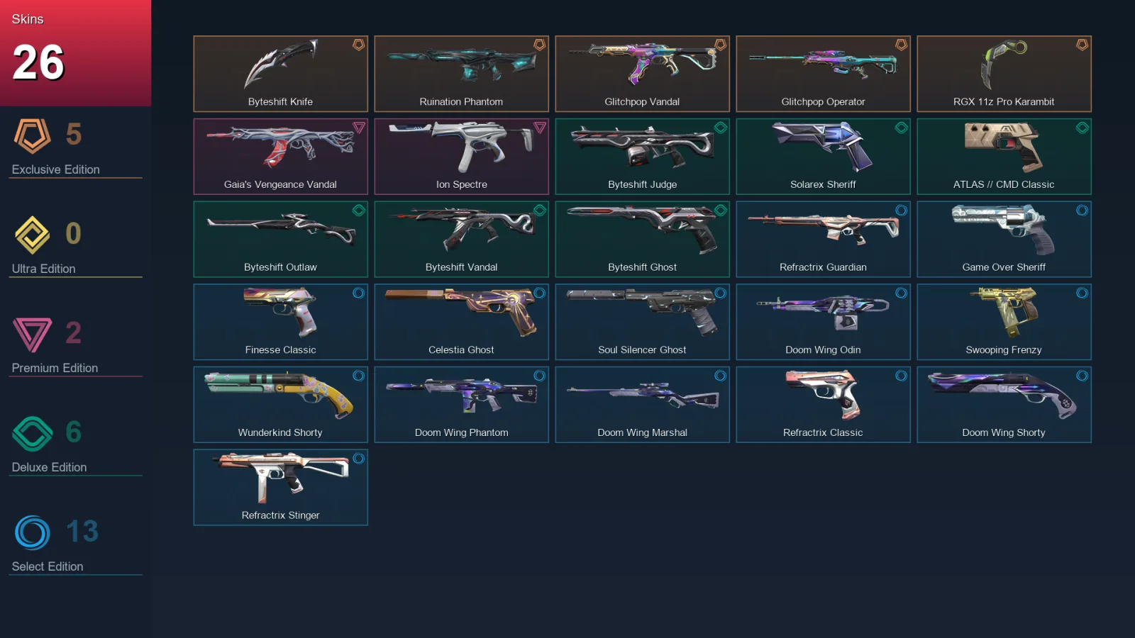 EU | Lv188 | Unranked | 26 Skin | 28 Agent | 69 Buddy — Valorant account