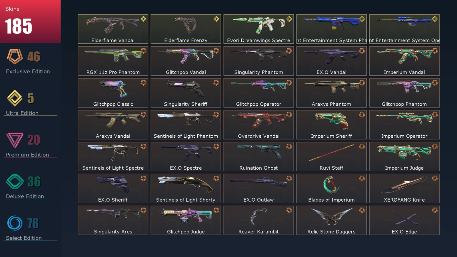 [Valorant] | EU | Level 355 | 29 Agents | 185 Skins