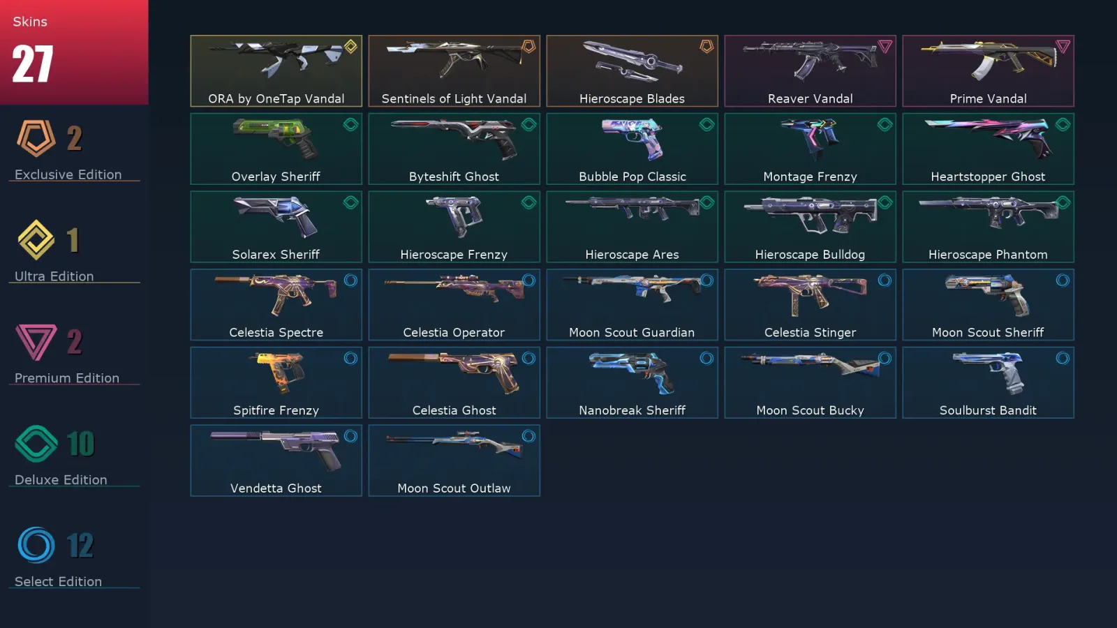 [Valorant] | EU | Level 193 | Gold 1 | 29 Agents | 27 Skins — Valorant account