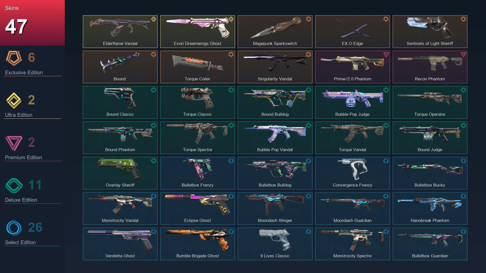 EU | Lv179 | Unranked | 47 Skin | 27 Agent | 66 Buddy