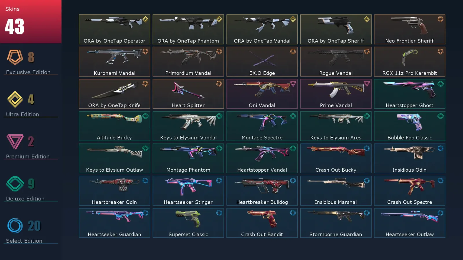 [Valorant] | EU | Level 106 | 29 Agents | 43 Skins — Valorant account