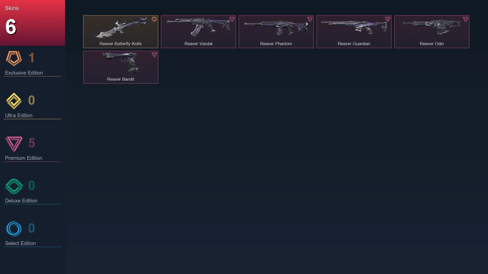 EU | Lv21 | Unranked | 6 Skin | 8 Agent | 5 Buddy — Reaver Butterfly Knife