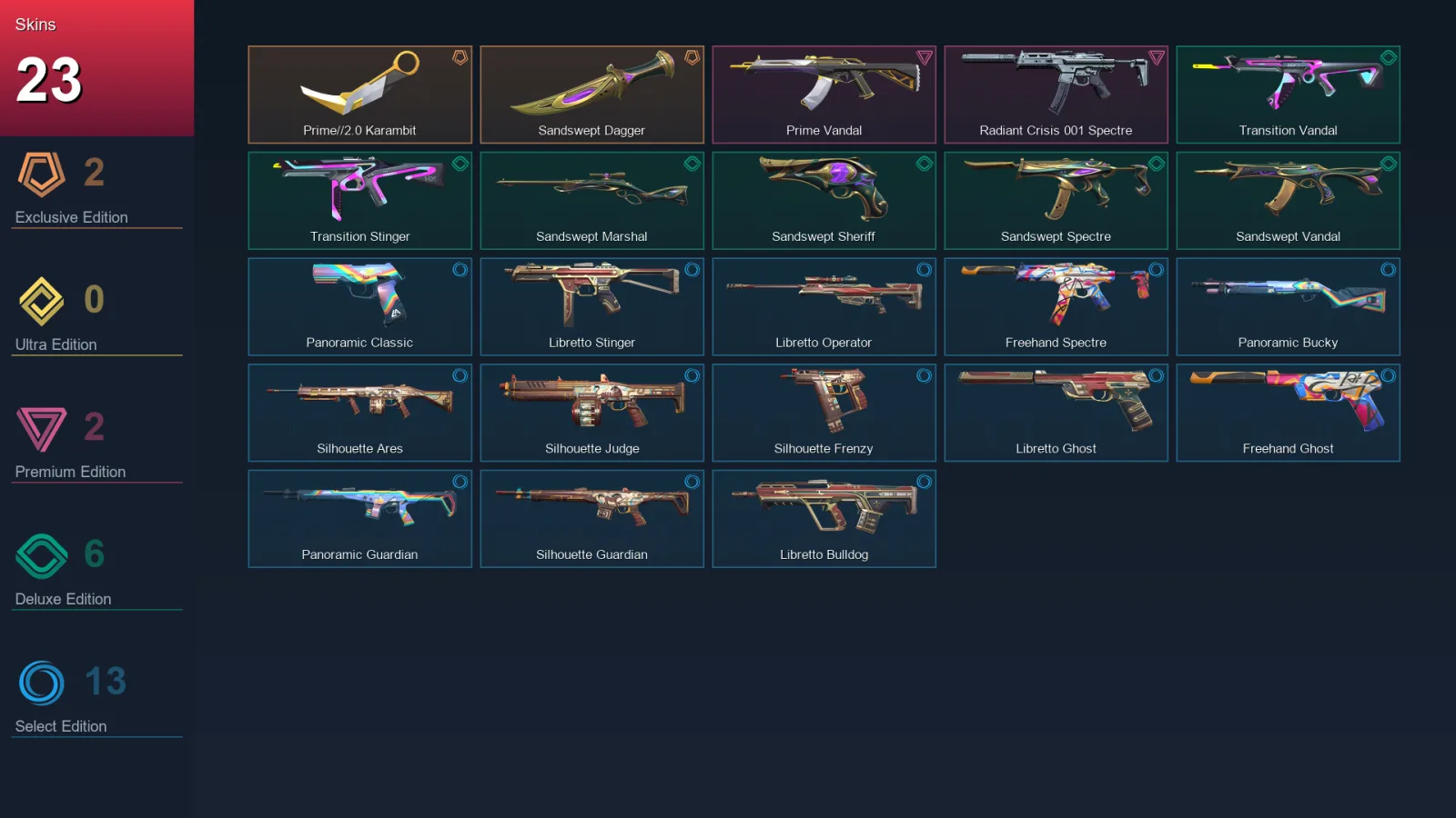 EU | Lv56 | Unranked | 23 Skin | 13 Agent | 32 Buddy — Valorant account