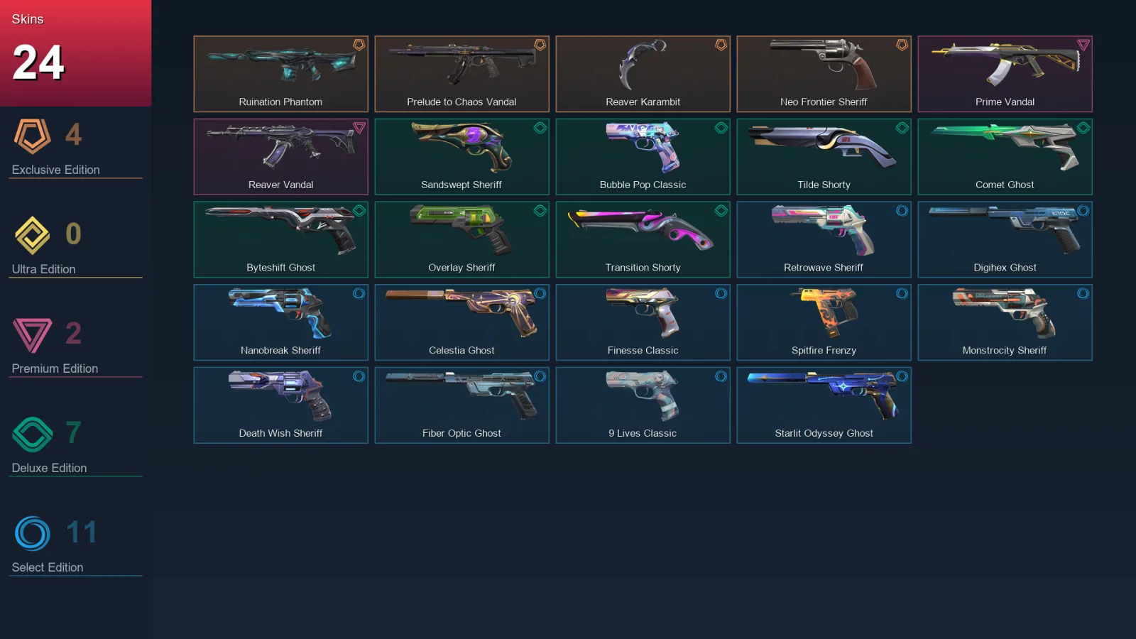 AP | Lv356 | Unranked | 24 Skin | 27 Agent | 122 Buddy