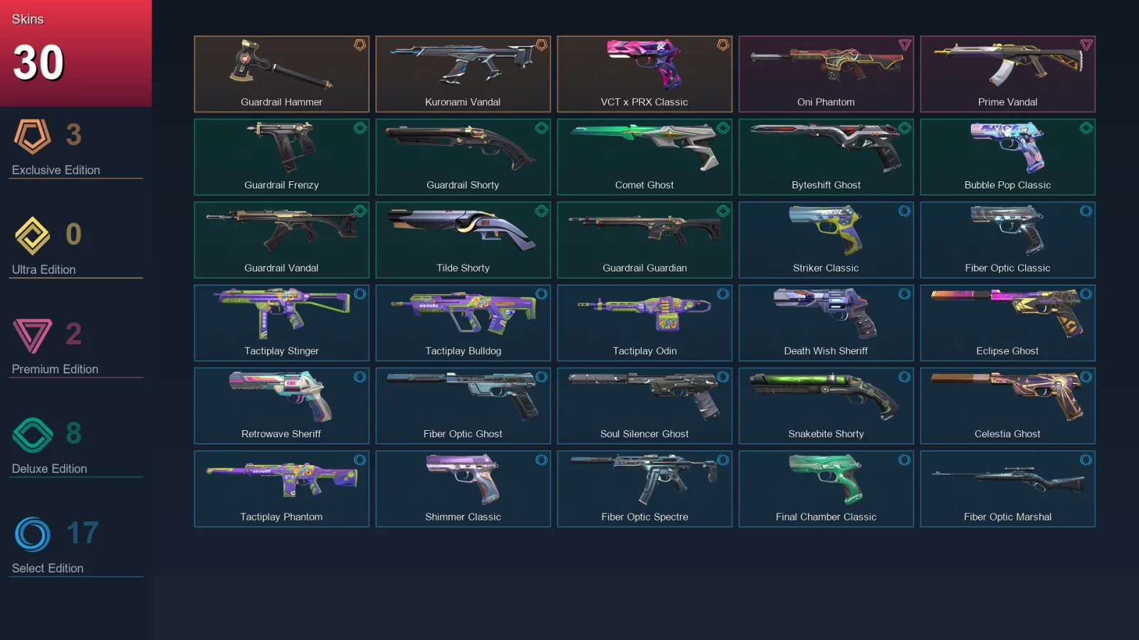 NA | Lv212 | Unranked | 30 Skin | 27 Agent | 89 Buddy