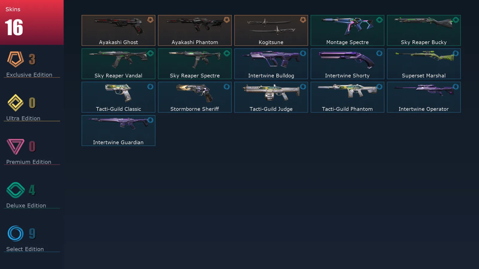 [Valorant] | EU | Level 24 | Platinum 1 | 9 Agents | 16 Skins