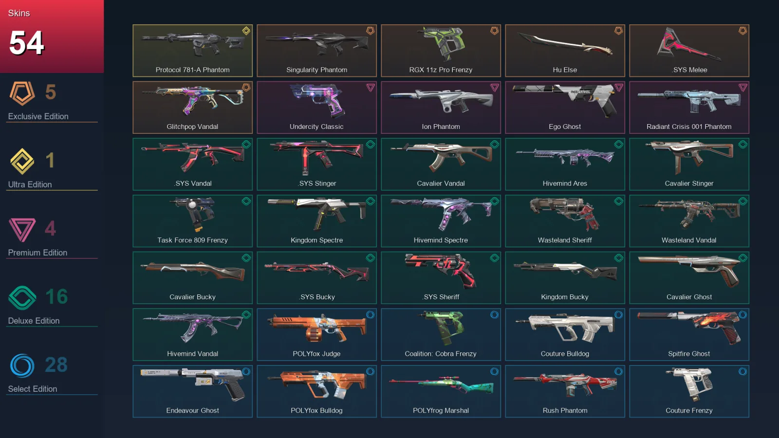NA | Lv50 | Unranked | 54 Skin | 17 Agent | 42 Buddy