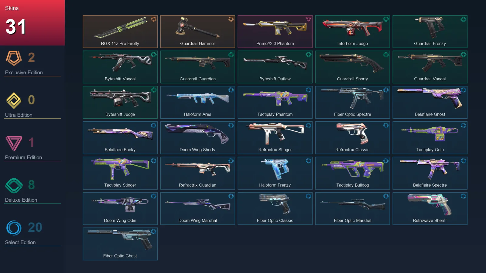 NA | Lv72 | Unranked | 31 Skin | 21 Agent | 36 Buddy — Valorant account